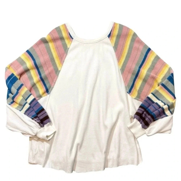 We The Free Rainbow Dreams Striped Balloon Sleeve Thermal Top - Picture 6 of 6